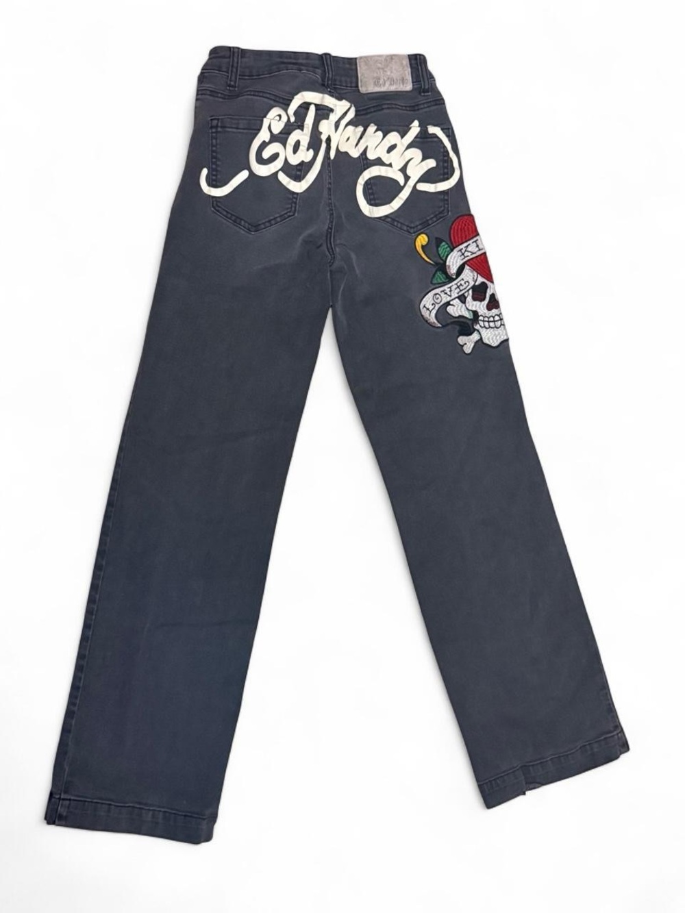 Ed Hardy Women's Black Bootcut Jeans with Embroidered Skull
